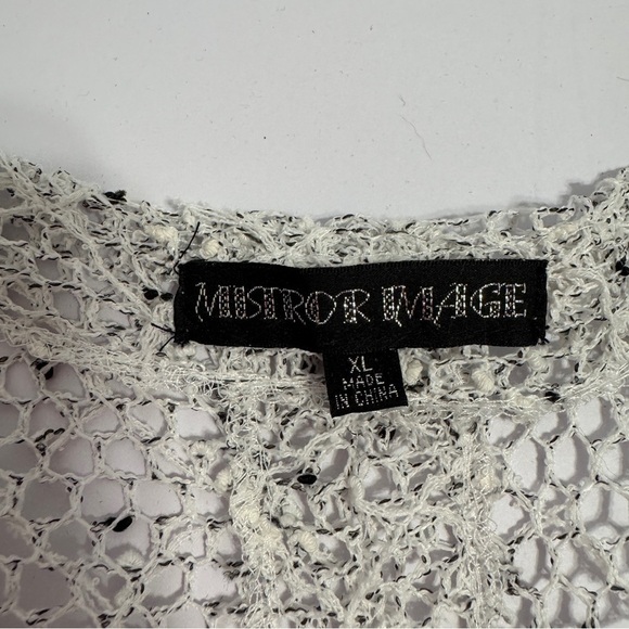 Mirror Image Sheer Crochet Knit Cardigan XL Boho Beach Cover Up - Picture 4 of 7